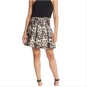 Diane Von Furstenberg Gemma Pleated Mini Skirt Leopard/Cheetah Print Preppy